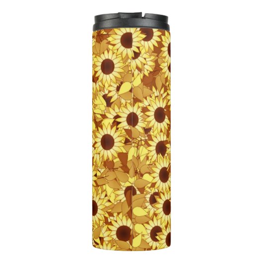 Sunflower Pattern, Gold, Yellow and Brown Thermosbecher (Rückseite)
