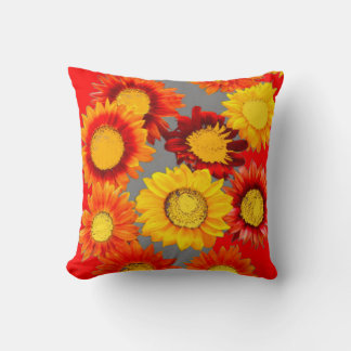 SUNFLOWER PATTERN GRAU-RED ABSTRAKT ART KISSEN