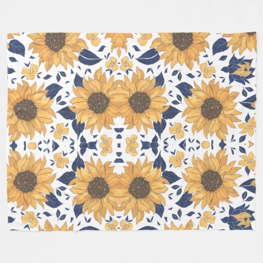 Sunflower pattern stylish Blanket for New Home Fleecedecke (Vorderseite (Horizontal))