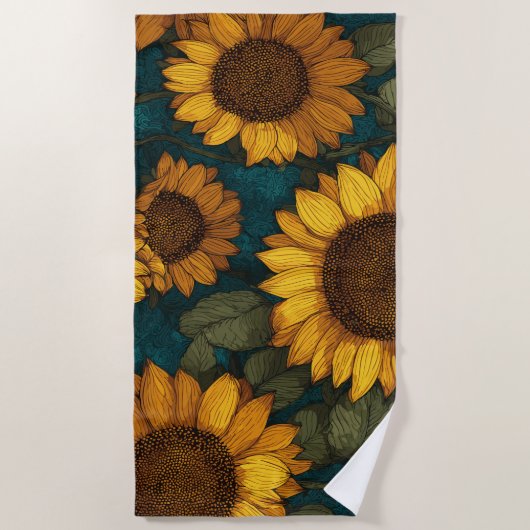 Sunflower Pattern – Summer Floral Strandtuch (Vorderseite)