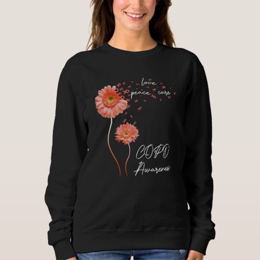 Sunflower Peace Love Cure Orange Ribbon COPD Aware Sweatshirt (Vorderseite)