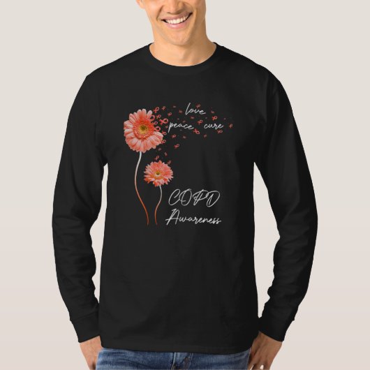 Sunflower Peace Love Cure Orange Ribbon COPD Aware T-Shirt (Vorderseite)