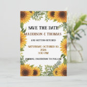 Sunflower Personalised Wedding Save The Date Card Einladung (Stehend Vorderseite)