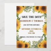 Sunflower Personalised Wedding Save The Date Card Einladung (Vorne/Hinten)