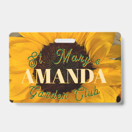 Sunflower Personalized Garden Club Badge Ausweis