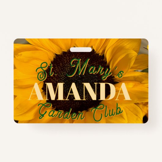 Sunflower Personalized Garden Club Badge Ausweis (Vorderseite)