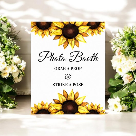 Sunflower Photo Booth Sign Yellow Wedding Poster