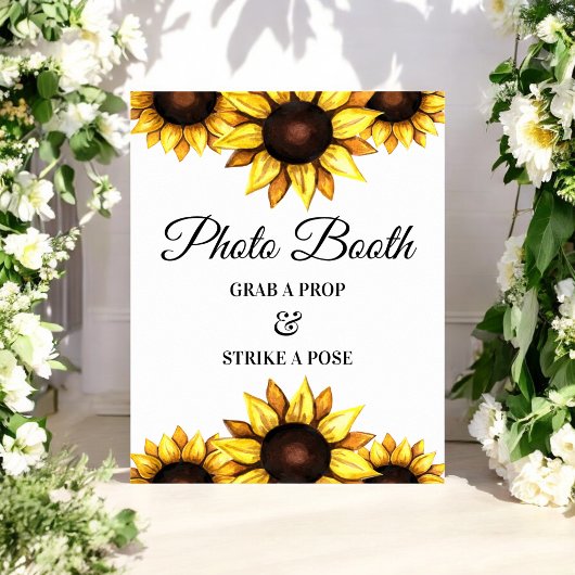 Sunflower Photo Booth Sign Yellow Wedding Poster