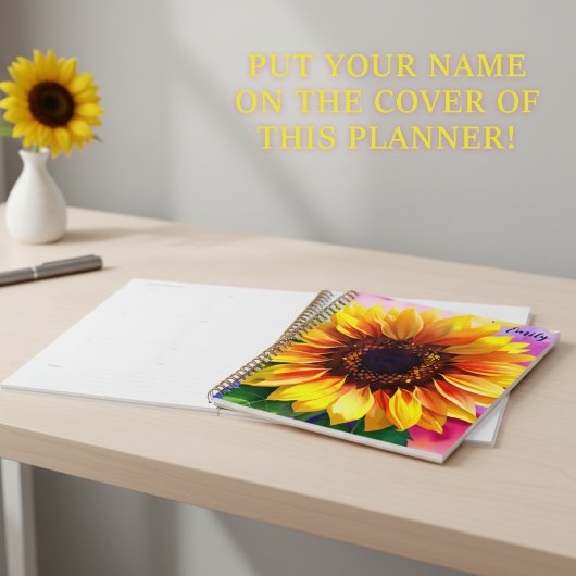 Sunflower Planner with Custom Name Planer