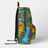 Sunflower Print Backpack Yellow Blue Black Bedruckter Rucksack (Links)