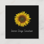 Sunflower QR code Interior Designer Black White  Quadratische Visitenkarte (Vorderseite)