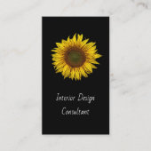 Sunflower QR code Interior Designer Modern Black  Visitenkarte (Vorderseite)