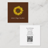 Sunflower QR code Interior Designer Rustic Brown Quadratische Visitenkarte (Vorne/Hinten)
