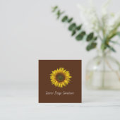 Sunflower QR code Interior Designer Rustic Brown Quadratische Visitenkarte (Stehend Vorderseite)
