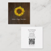 Sunflower QR code Interior Designer Rustic Wood Quadratische Visitenkarte (Vorne/Hinten)