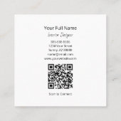 Sunflower QR code Interior Designer Rustic Wood Quadratische Visitenkarte (Rückseite)