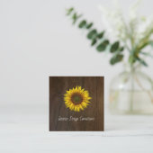 Sunflower QR code Interior Designer Rustic Wood Quadratische Visitenkarte (Stehend Vorderseite)