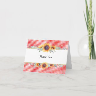 Sunflower Red Gingham Faltschachtel Danke Karte