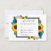 Sunflower Rose Daisy Floral Wedding RSVP Karte (Vorderseite)