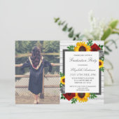 Sunflower Rose Floral Graduation Party Einladung (Stehend Vorderseite)