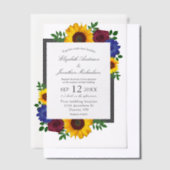 Sunflower Rose Floral Wedding Pergament Einladungen (Versetzt)