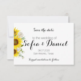 Sunflower rose wedding photo Save The Date Card