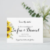 Sunflower rose wedding photo Save The Date Card (Stehend Vorderseite)