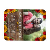 Sunflower & Roses Rustic Wood Lights Foto Magnet (Horizontal)