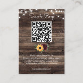 Sunflower Roses Wedding QR Code RSVP Begleitkarte (Vorderseite)