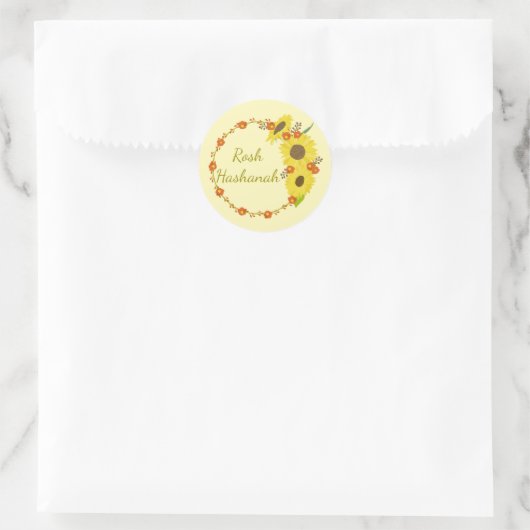 Sunflower Rosh Hashanah Runder Aufkleber (Tasche)