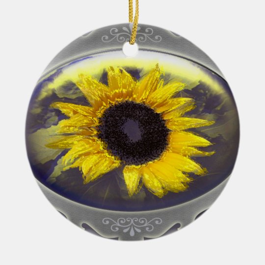 Sunflower Rundes Keramik Ornament