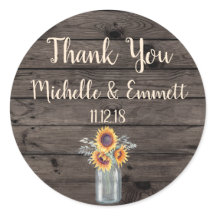 Sunflower Rustic Aufkleber Vielen Dank