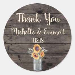 Sunflower Rustic Aufkleber Vielen Dank