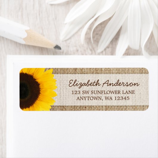Sunflower Rustic Burlap Address Labels (Insitu)