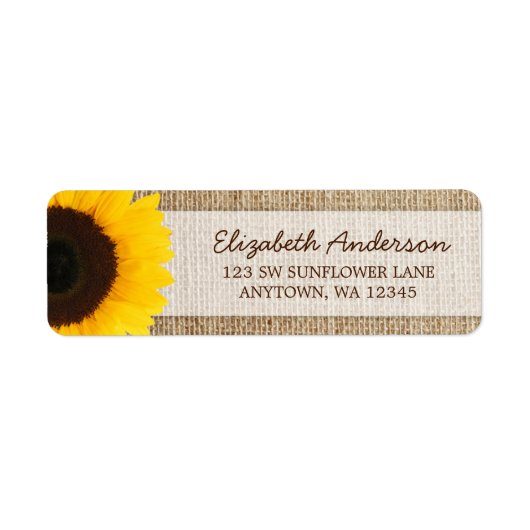 Sunflower Rustic Burlap Address Labels (Vorne)