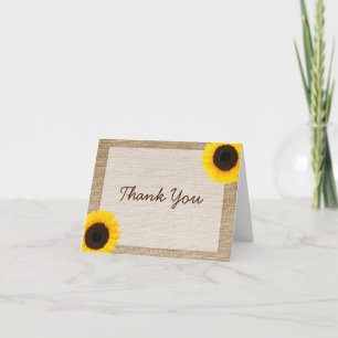 Sunflower Rustic Burlap Vielen Dank Dankeskarte