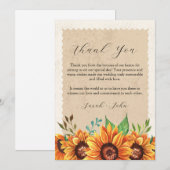Sunflower Rustic Floral Dankeskarte (Vorne/Hinten)