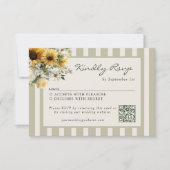 Sunflower Rustic Wedding QR Code RSVP Karte (Vorderseite)