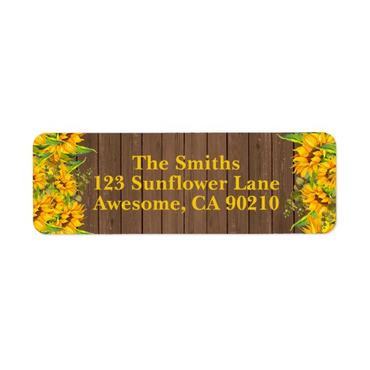 Sunflower Rustic Wood Wedding Rücksendeadresse Lab (Vorne)