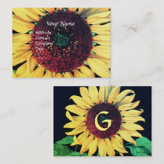 SUNFLOWER RUSTISCHES BLUMENMONOGRAMM VISITENKARTE (Vorne/Hinten)