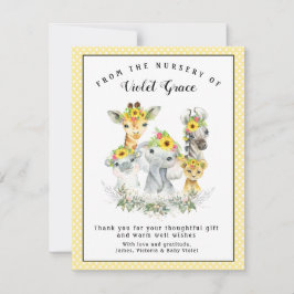 Sunflower Safari Baby Dusche Vielen Dank Karten