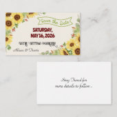 SUNFLOWER SAVE THE DATE WEDD CARD MITTEILUNGSKARTE (Vorne/Hinten)
