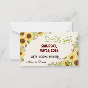 SUNFLOWER SAVE THE DATE WEDD CARD MITTEILUNGSKARTE