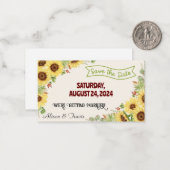SUNFLOWER SAVE THE DATE WEDING NOTE CARD MITTEILUNGSKARTE (Vorderseite/Rückseite Beispiel)