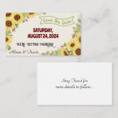 SUNFLOWER SAVE THE DATE WEDING NOTE CARD MITTEILUNGSKARTE (Vorne/Hinten)