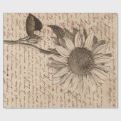 Sunflower Script Ephemera Decoupage Geschenkpapier (Flach)