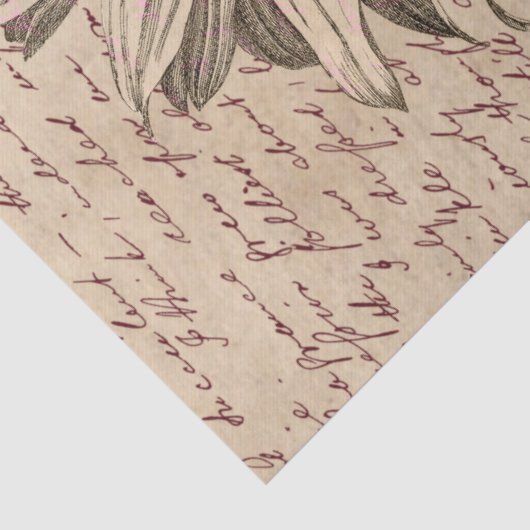 Sunflower Script Ephemera Decoupage Seidenpapier (Detail)