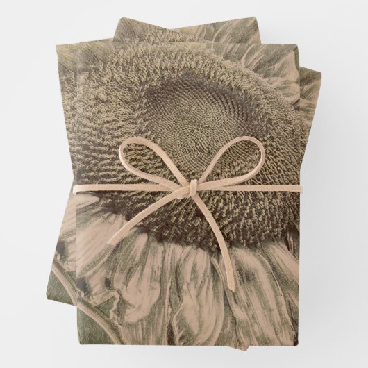 Sunflower Sepia Tone Brown Art Texture Decoupage Geschenkpapier Set (Beispiel)