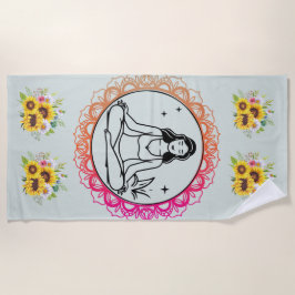 Sunflower Serenity: Meditation Mandala Beach Towel Strandtuch