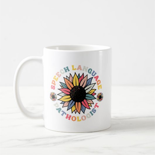 Sunflower SLP Speech Language Pathologist-Geschenk Kaffeetasse (Links)